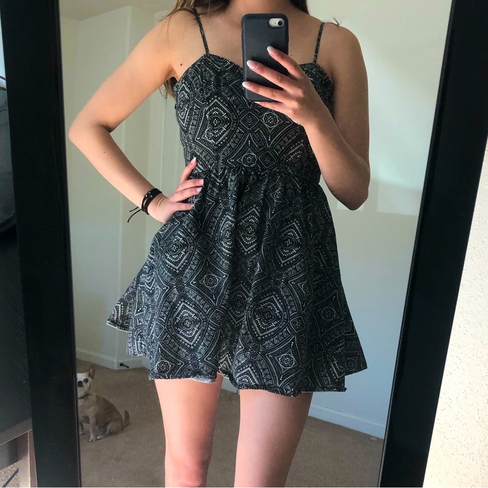 Black and white print semi formal dress